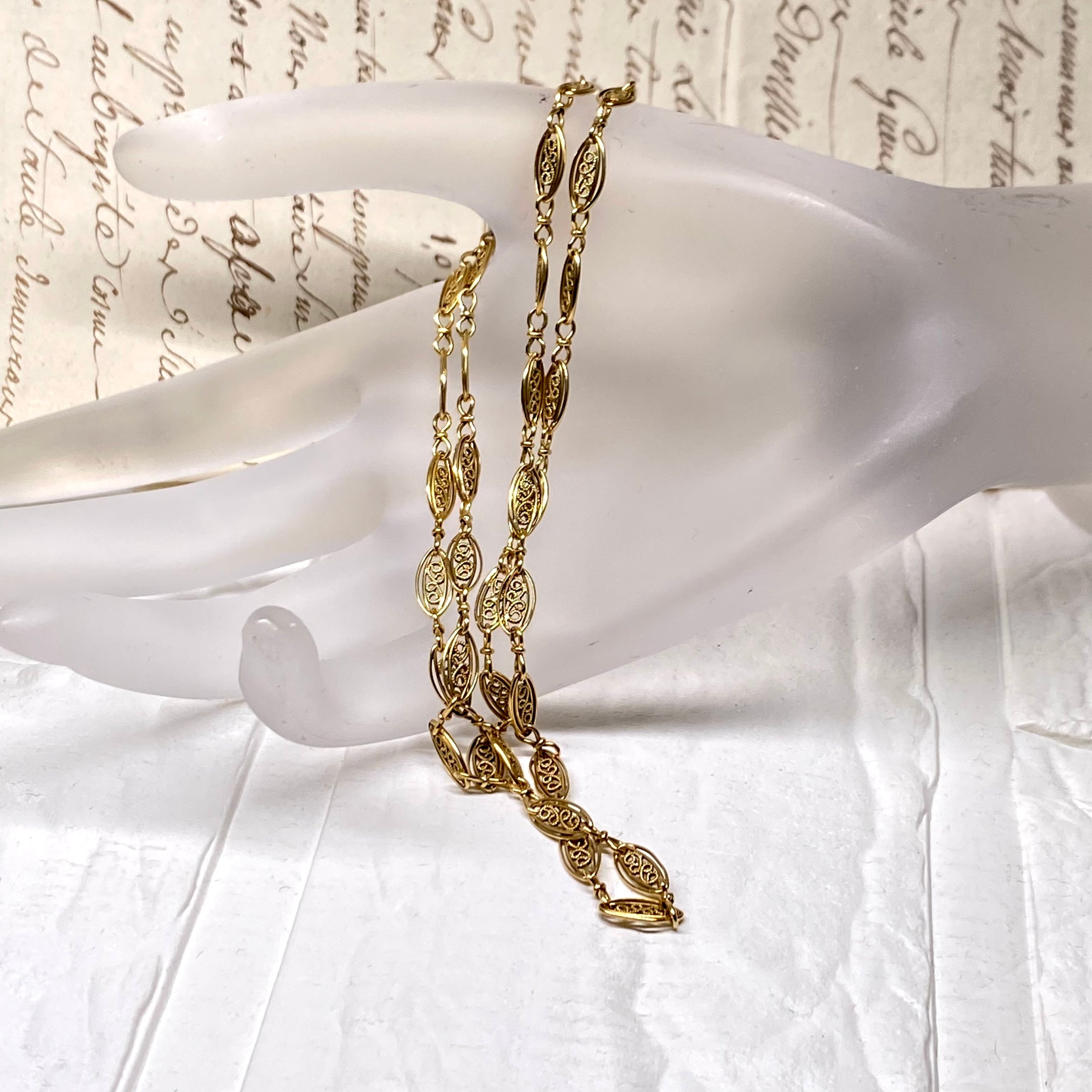 フランス アンティーク フィリグリー ネックレス チェーン 鷲の頭?18金