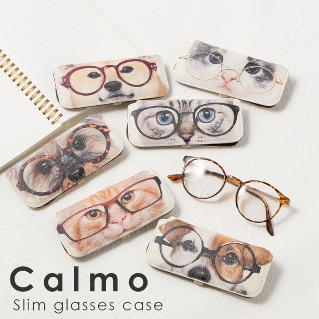 メガネケース スリム コンパクト 軽量 おしゃれ 超薄型 かわいい 可愛い 動物 犬 猫 プレゼント パラデック カルモ CALMO CLM-14 Pd003