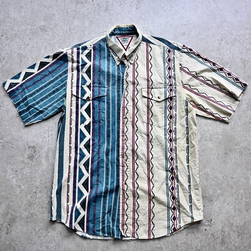 [M1410] Vintage 1990's Cowboys Turtle 総柄 半袖シャツ