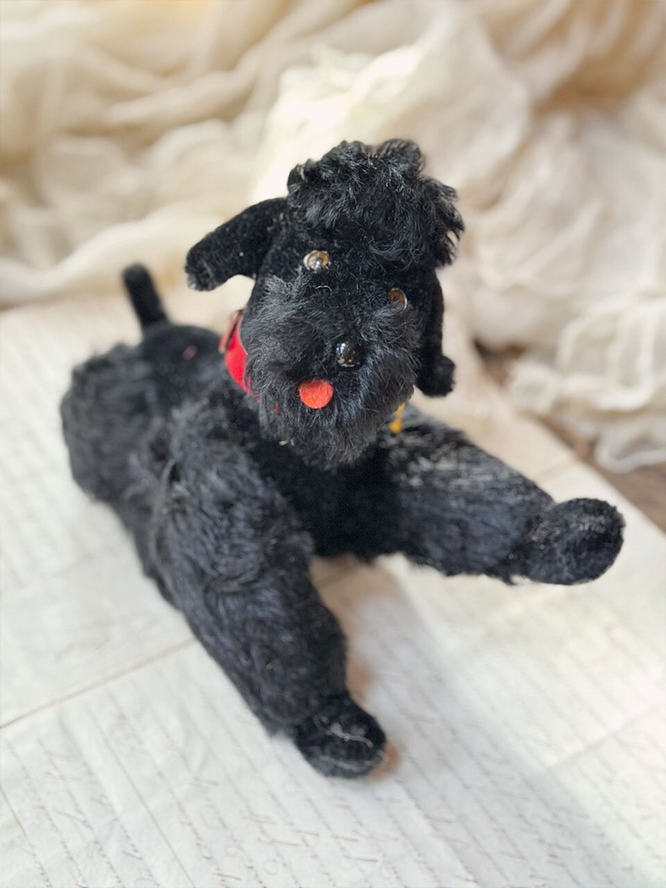 犬のぬいぐるみ Steiffシュタイフ 黒プードル中 | Brocante de La