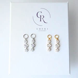 イヤリングチャーム キュービックジルコニア 枠留め 小さめ 華奢 デイリー オフィス 揺れる 結婚式 入学式 大人