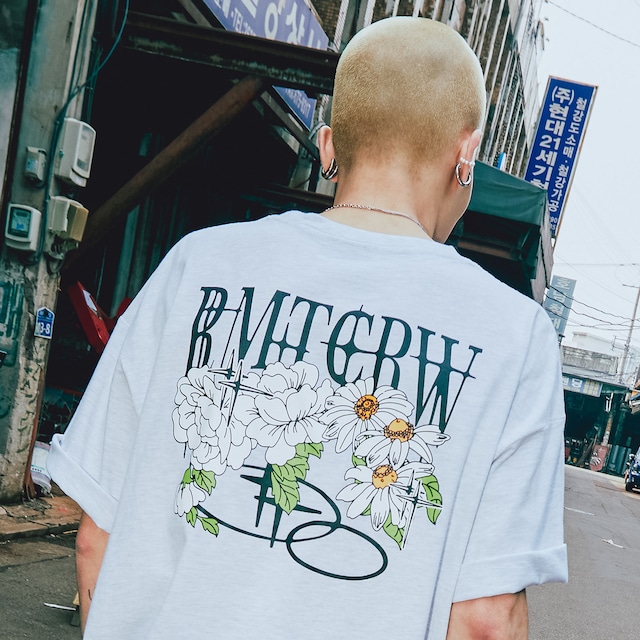 【予約商品】VOLUME LOGO FLOWER TEE SHIRT_LIGHT GREY