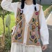 Vネックフラワー刺繍ニットベスト ・12052