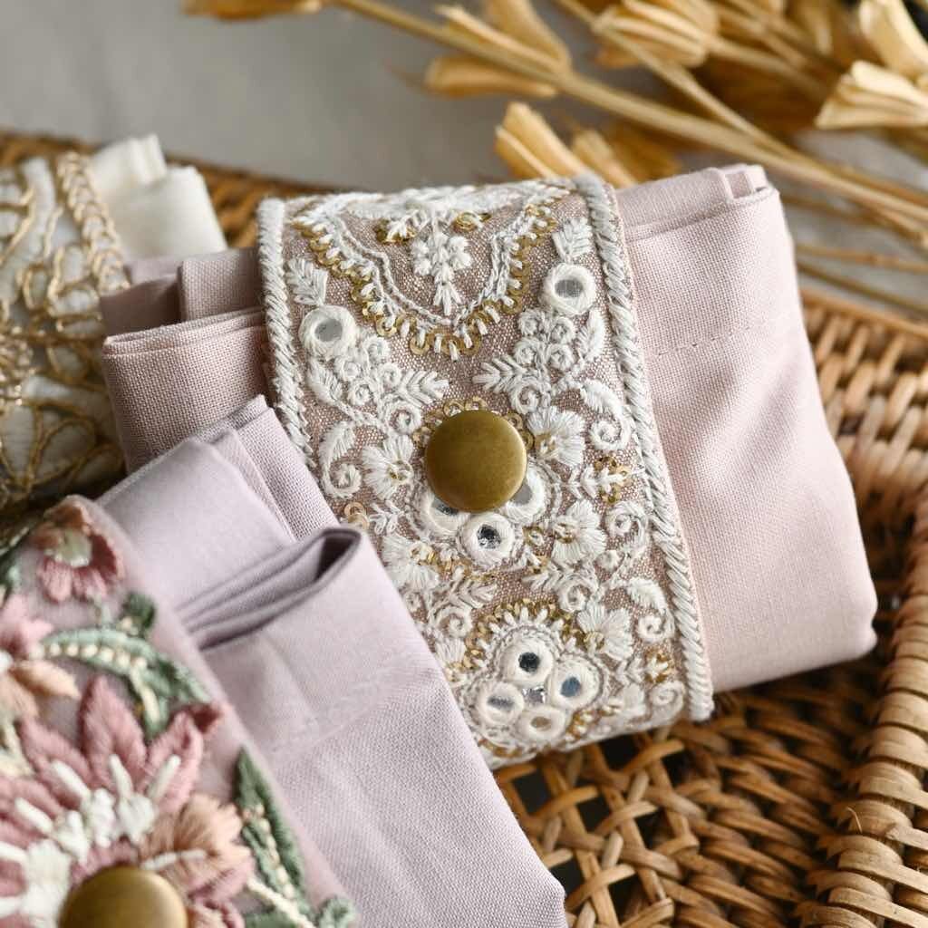 完売 】my.day インド刺繍リボンのマルシェバッグ ピンク｜A4収納 エコ