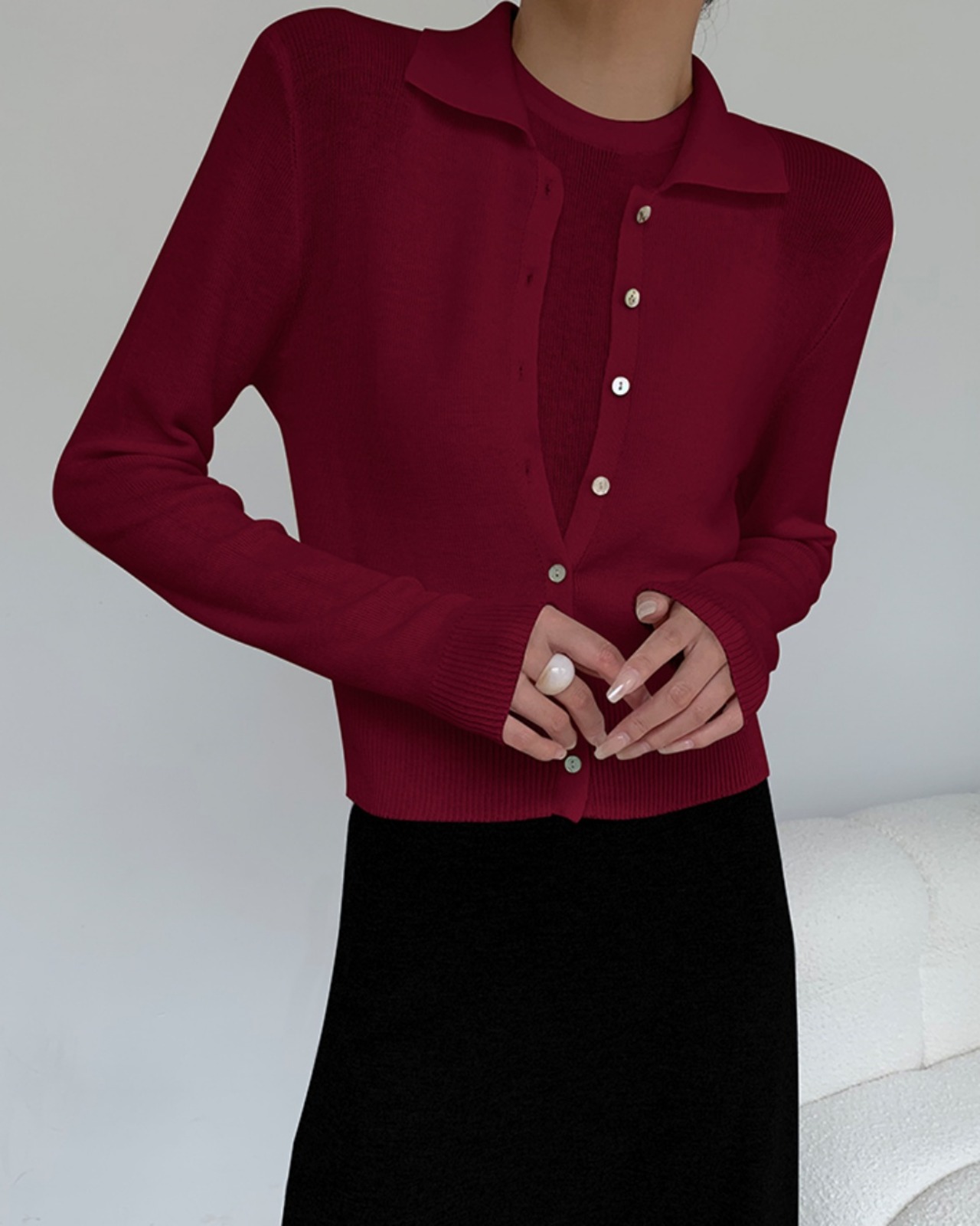 Knit with collar Cardigan T20109