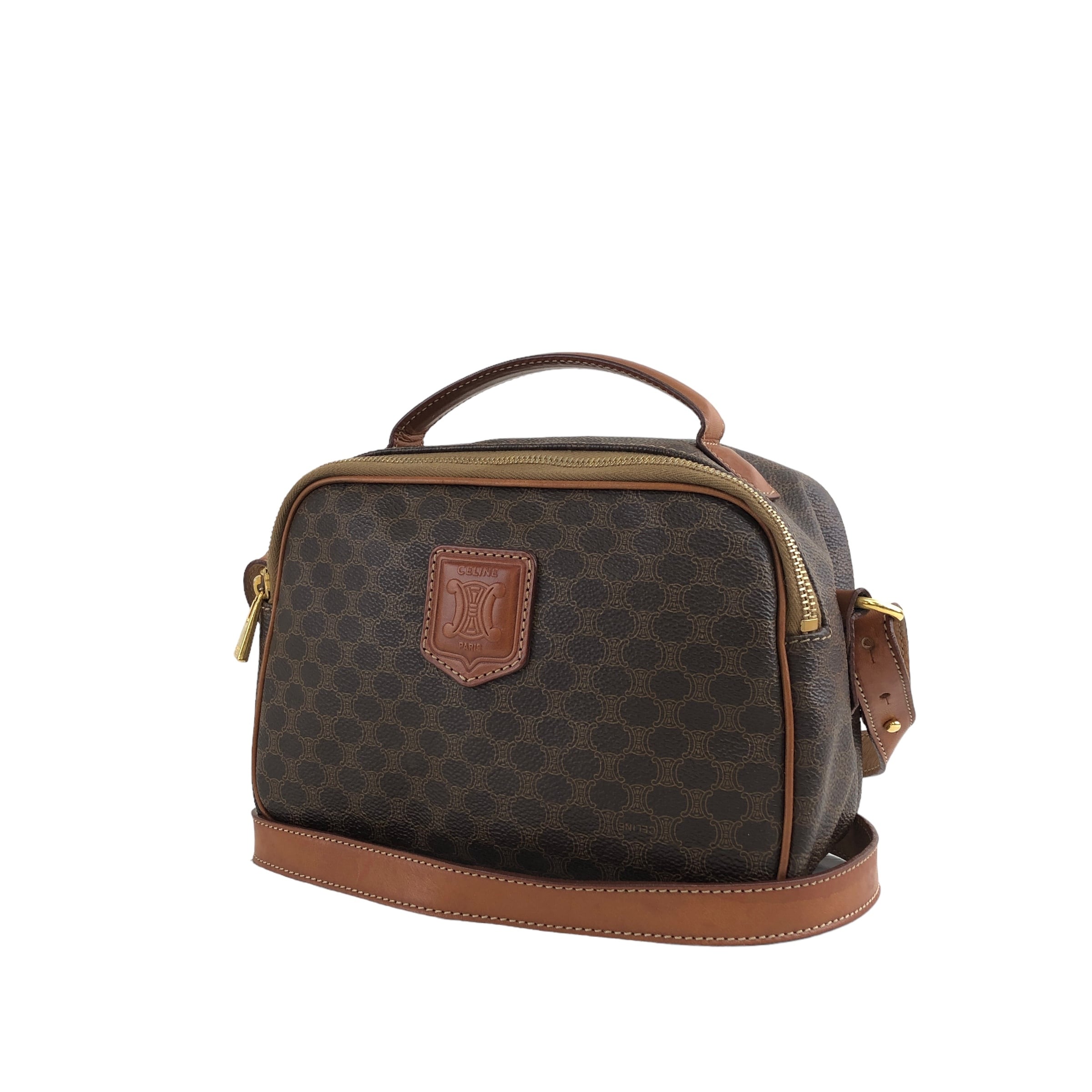セリーヌ マカダム 2WAYショルダーバッグ　※古いニオイ有り CELINE セリーヌ マカダム 2way ショルダーバッグ ブラウン ブラゾン型