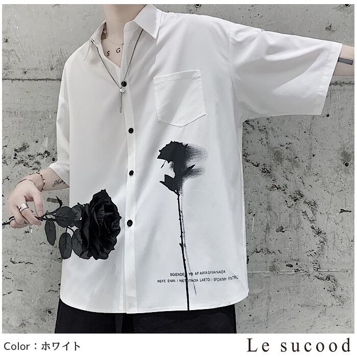 Le sucood】【お支払い確認後20日以内発送】花プリントシャツ 半袖