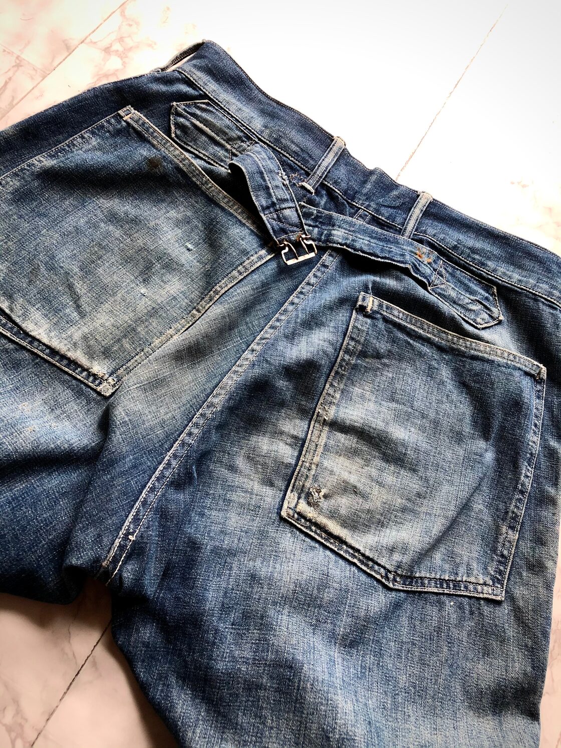 SPECIAL RARE 30s VINTAGE US.ARMY M-35 BUCKLE BACK DENIM TROUSERS 