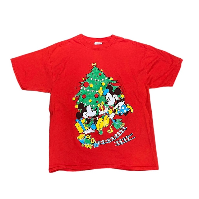 B DISNEY MICKEY & MINNIE MOUSE CHRISTMAS TEE RED ONE SIZE FIT LIKE XL 5777