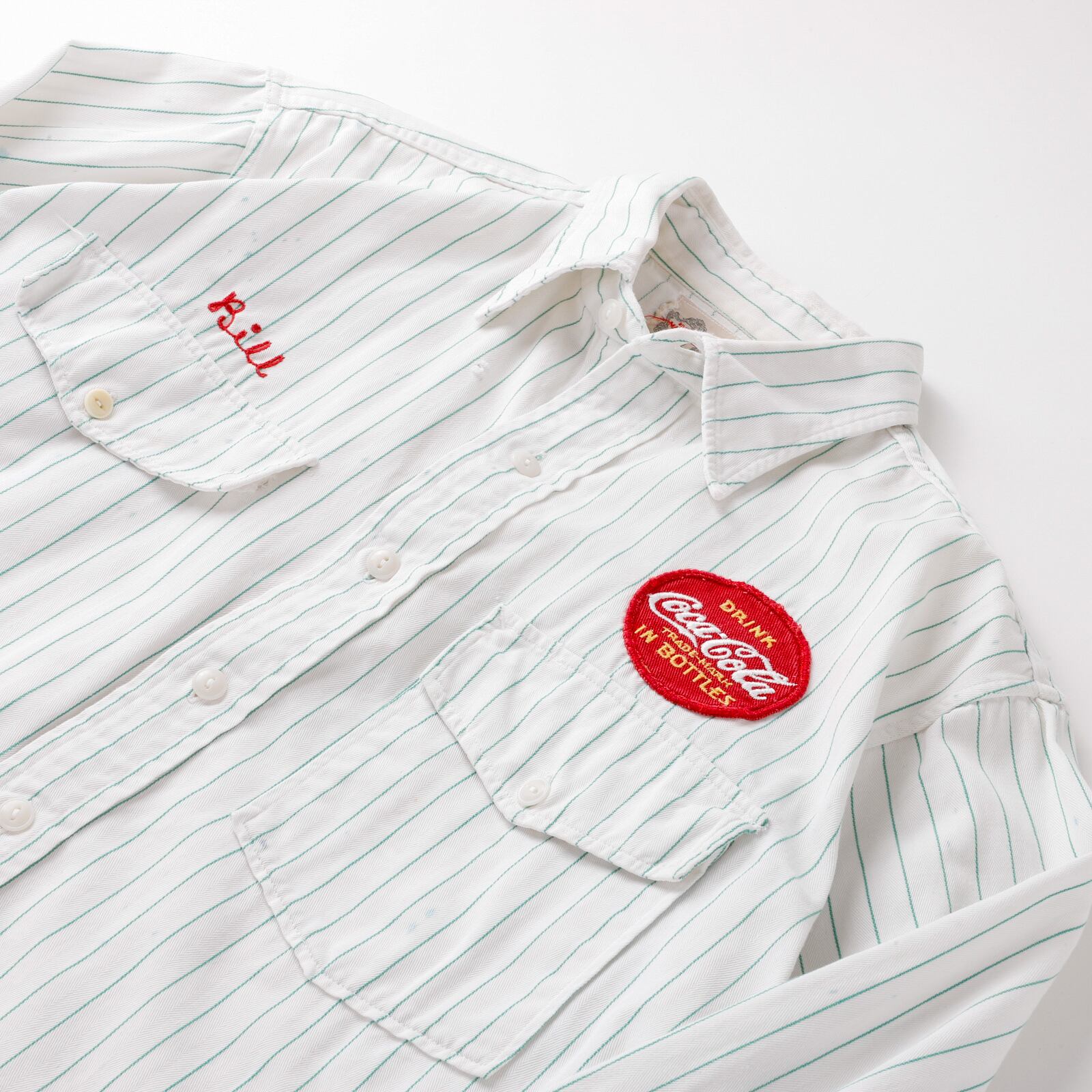 逸品】50s Coca-Cola special vintage work cotton stripe white made