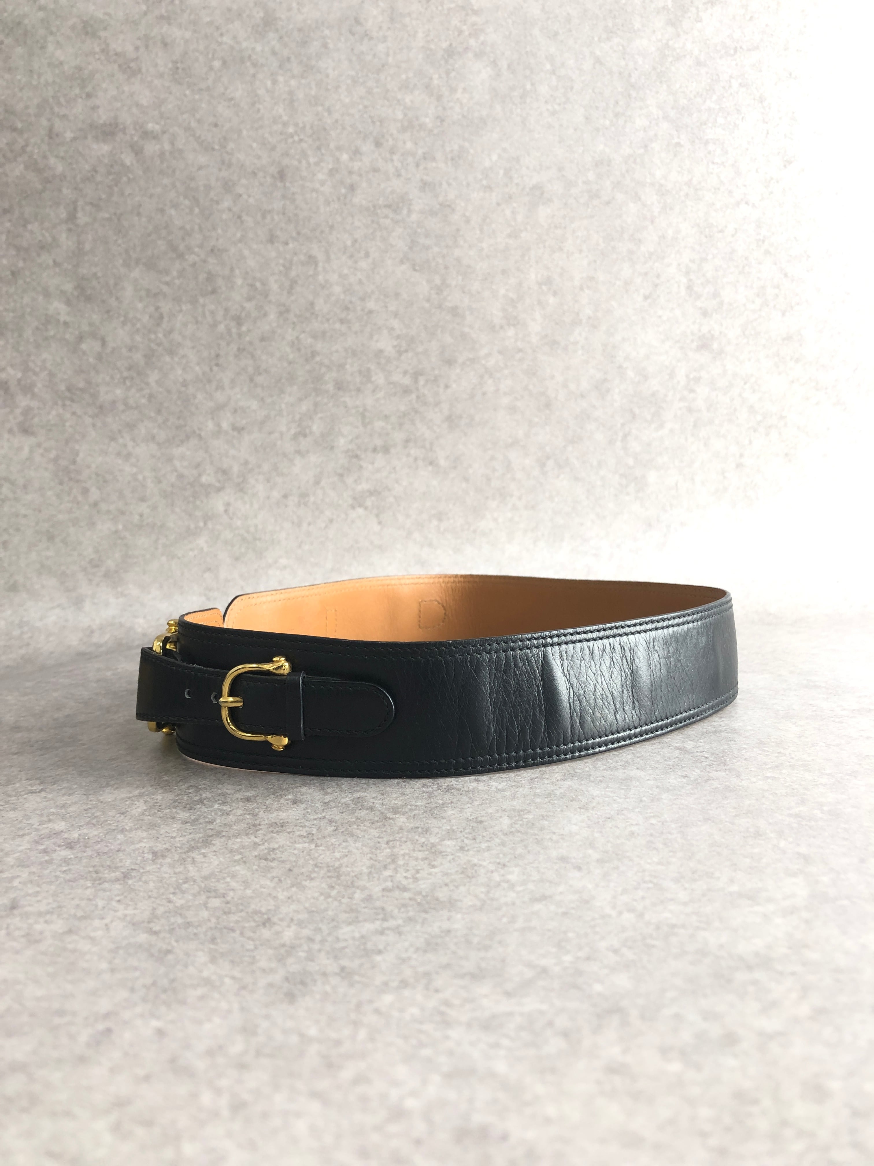 【CELINE】セリーヌ ホースビット ベルト レザー 金具 ヴィンテージ CELINE セリーヌ ベルト ブラック ホースビット レザー vintage