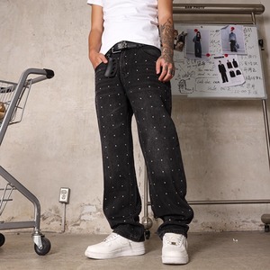 【DRIP6759】South Diamond Embellishment Straight Denim