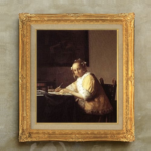 直筆仕上げ油絵 【フェルメール】手紙を書く女 F10 絵画 アート インテリア 人物画