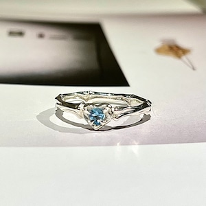 bone HEART stone RING ブルートパーズ #LJ22051R silver925 blue topaz