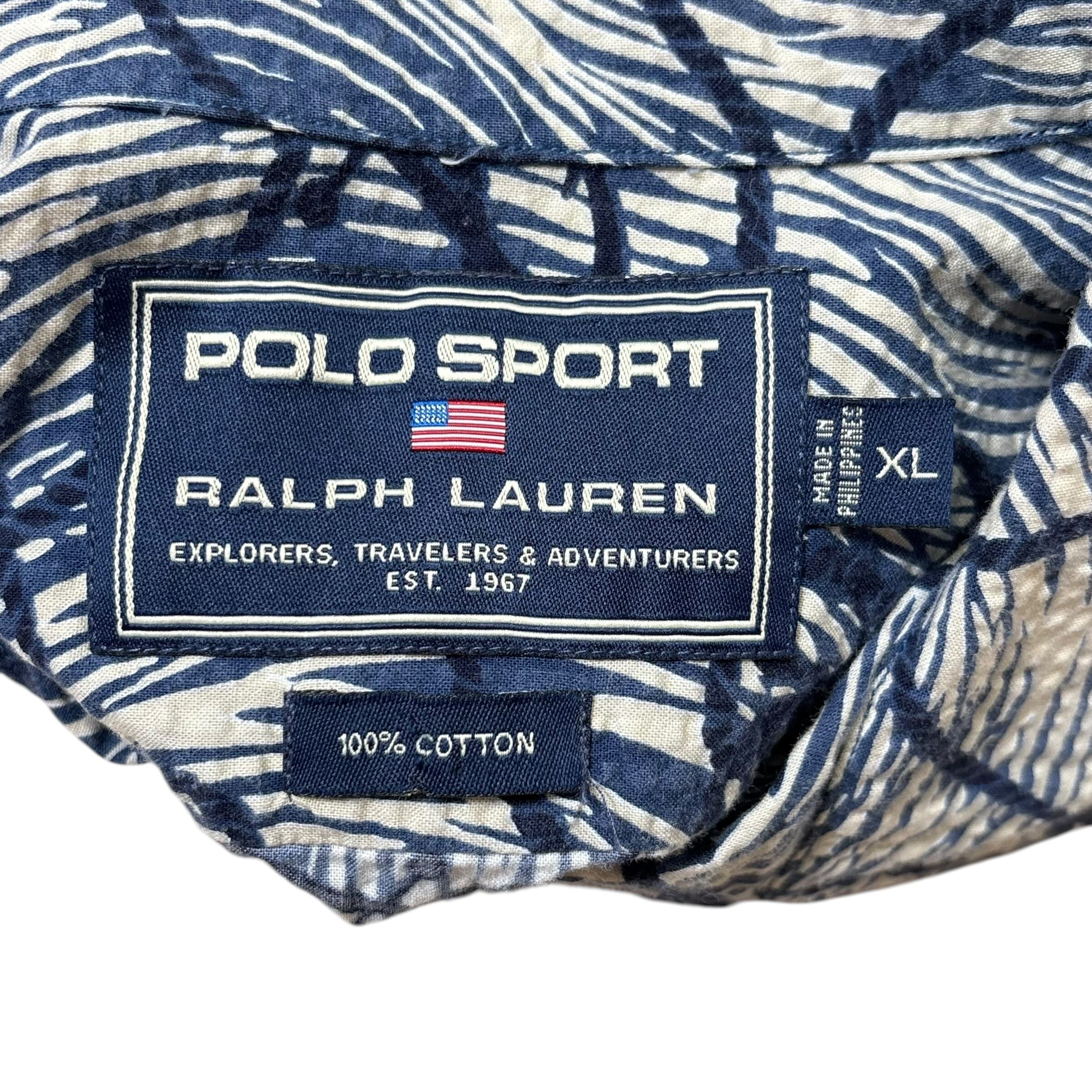 POLO SPORT ポロスポーツ 柄シャツ アンカー 碇 シアサッカー XL