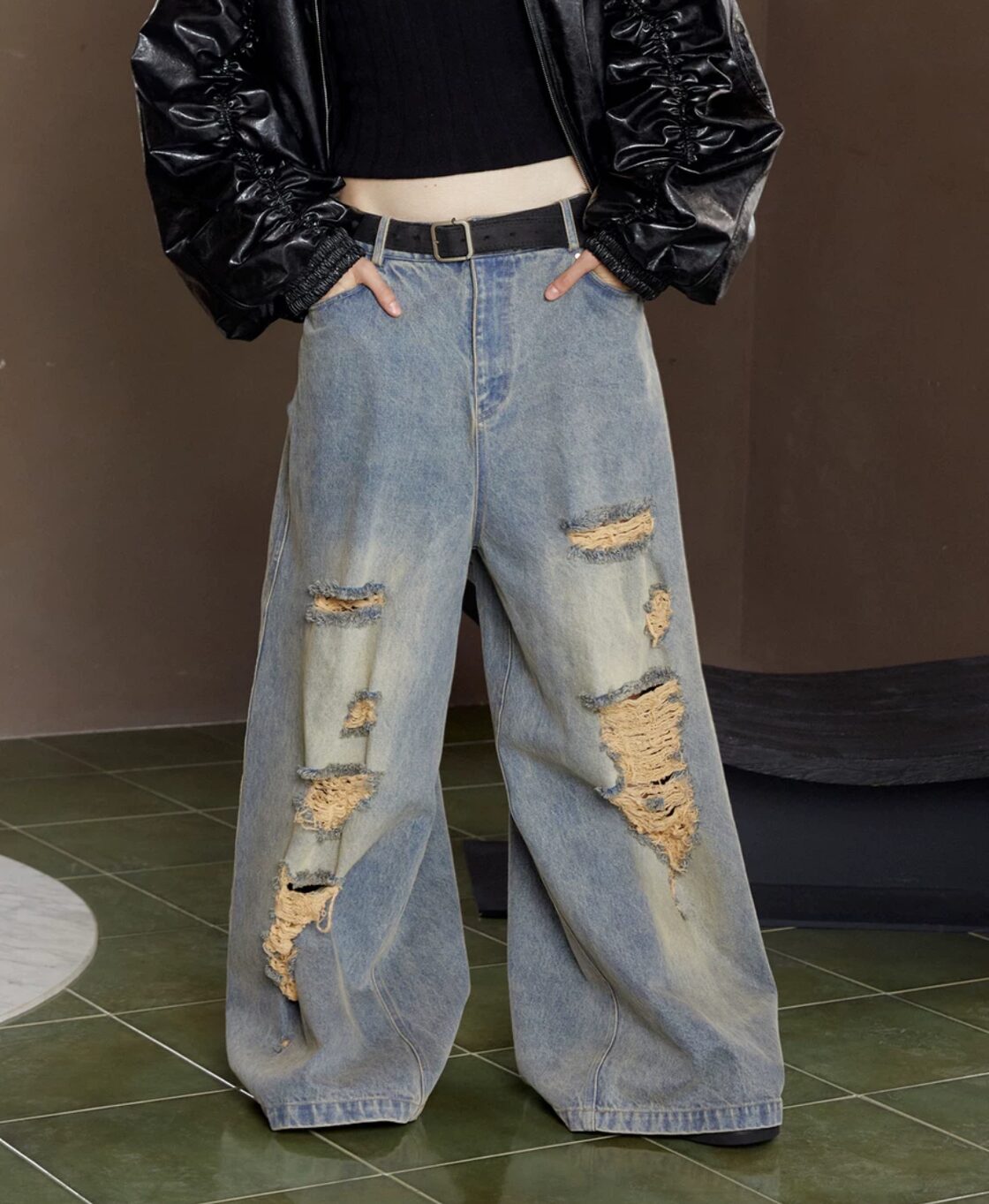 ANTERIOR LOVED × CASSE SANGO retro washed distressed wide  