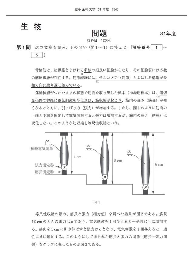 2026年度　私立医学部入試問題と解答　1.岩手医科大学