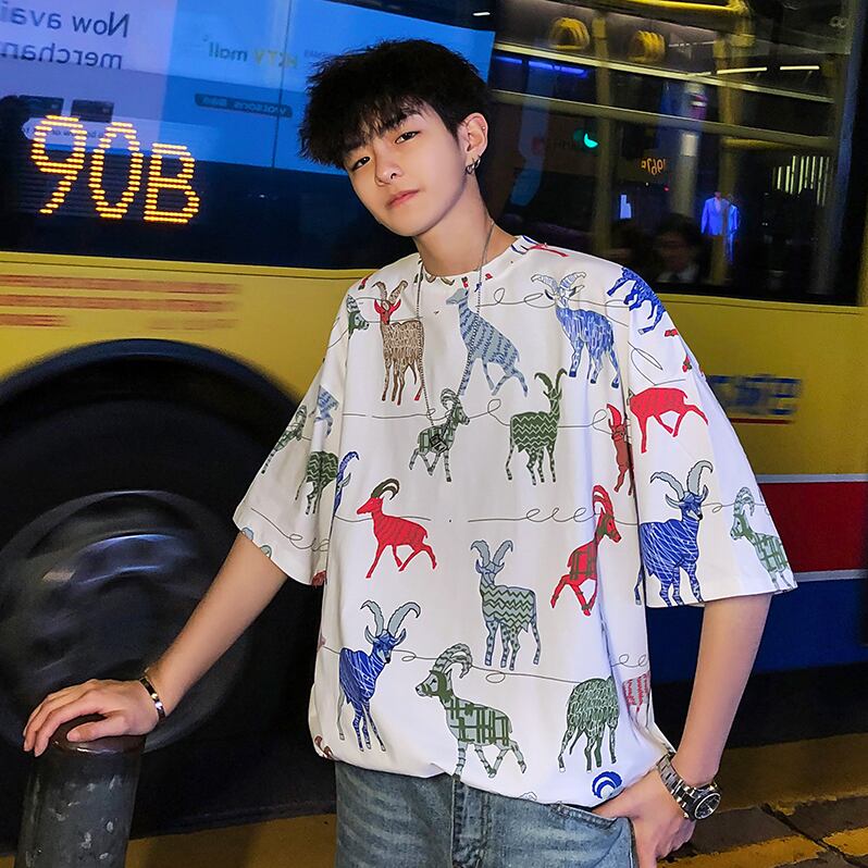 全2色 Tシャツ カットソー プリント カジュアル おしゃれ