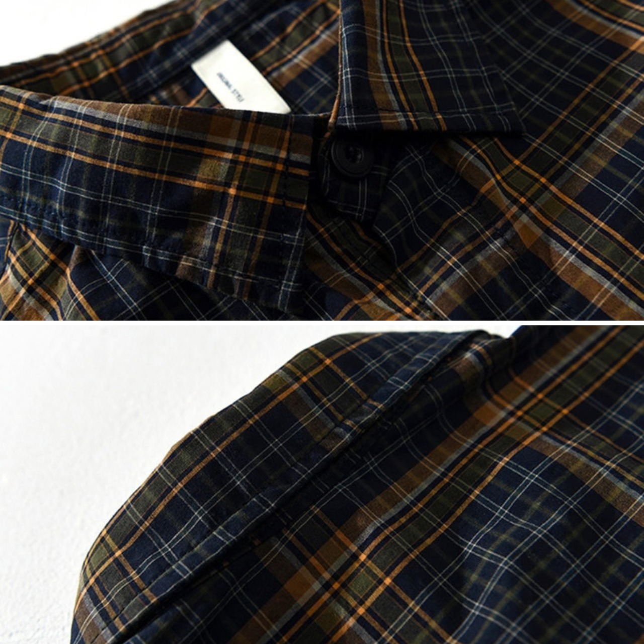 【M-3XL】Dark Check Long Sleeve Shirt / ダーク チェック 長袖 シャツ