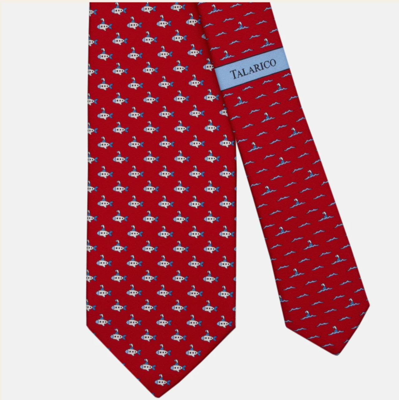 Maurizio TALARICO Collection 3-fold Tie in Silk Submarine Pattern Red