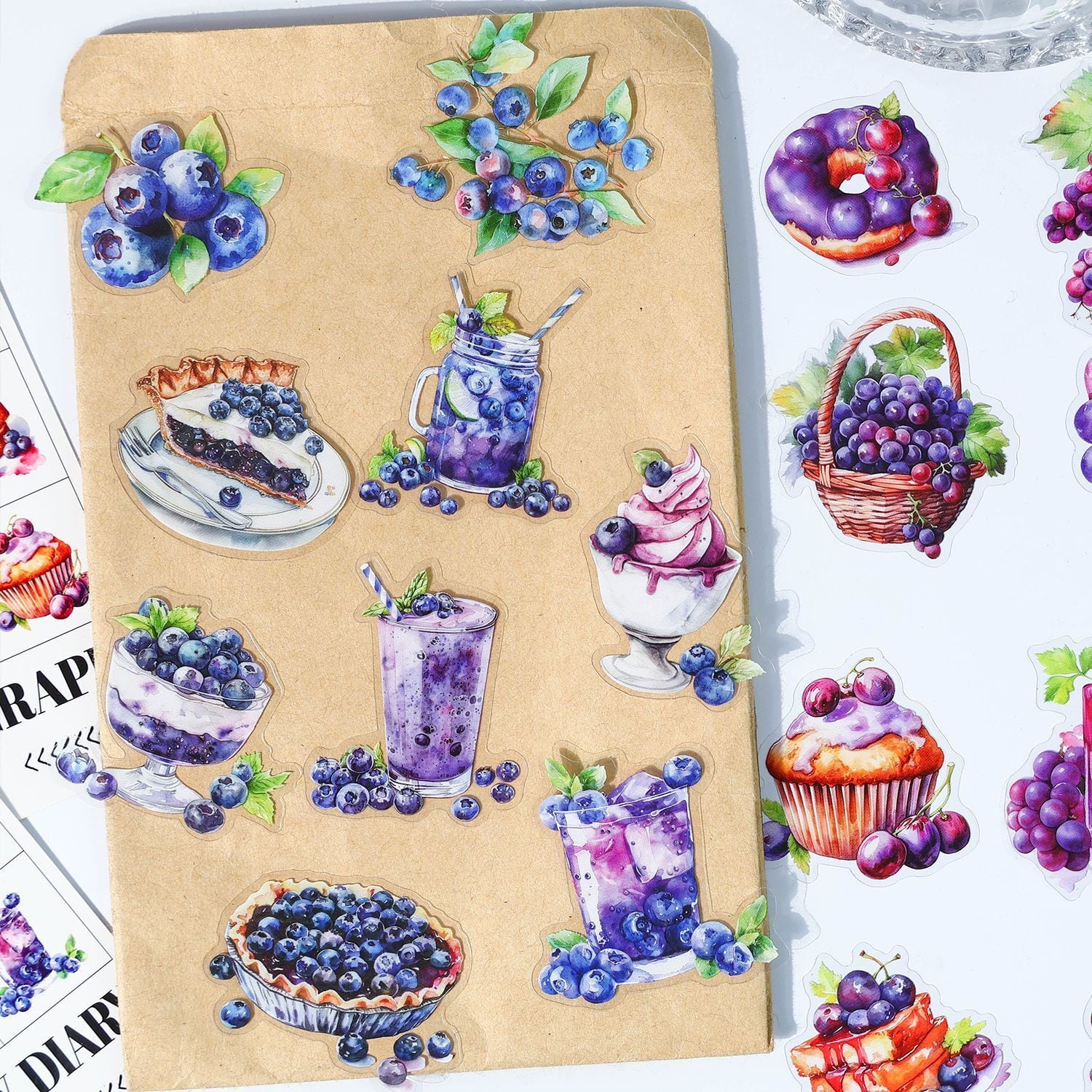 ステッカー PET素材 果物 フルーツ 苺 葡萄 レモン オレンジ