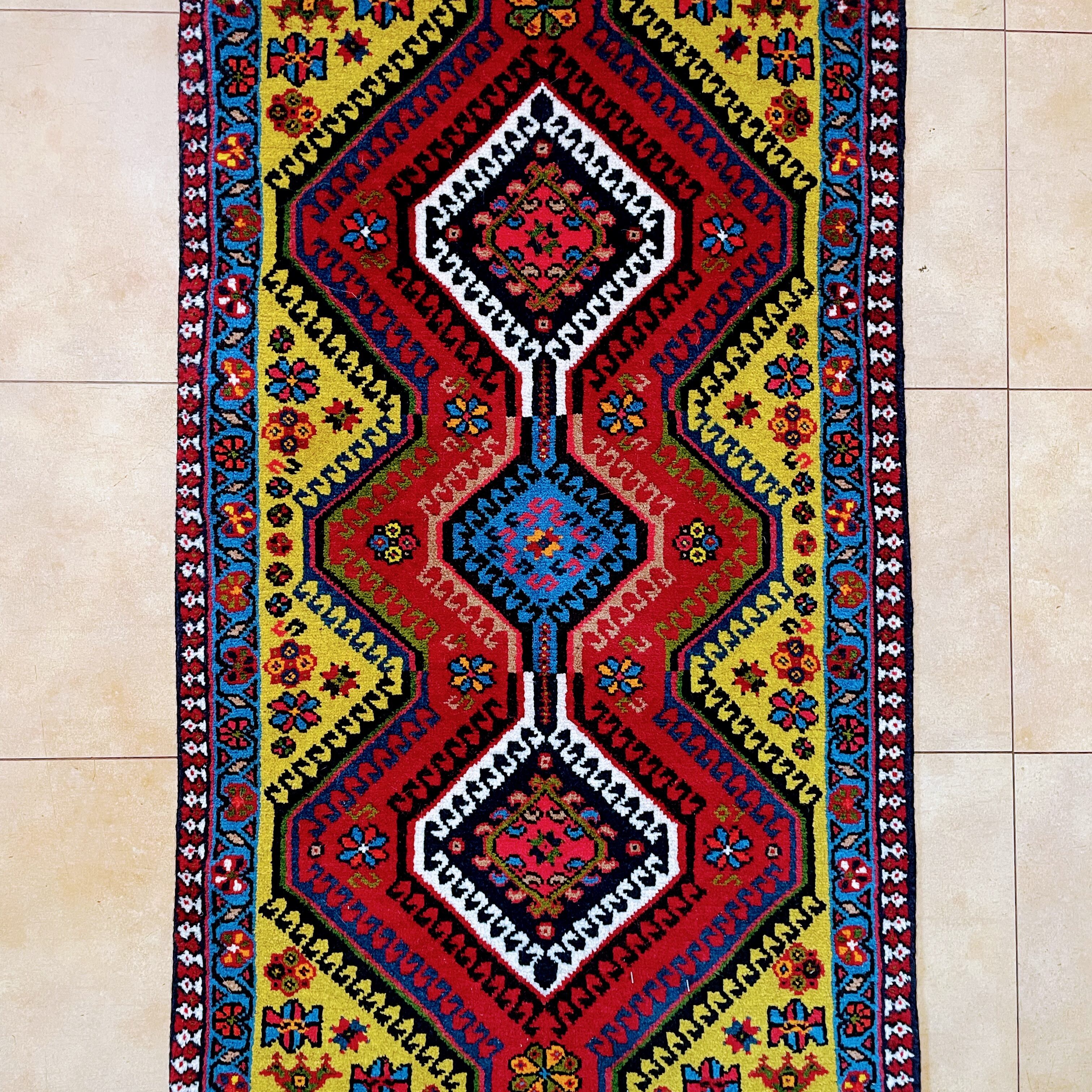 ヤラメ絨毯 ペルシャ絨毯 玄関マット ペルシャ絨毯 ヤラメ産 玄関マット アンティーク調 カラフル