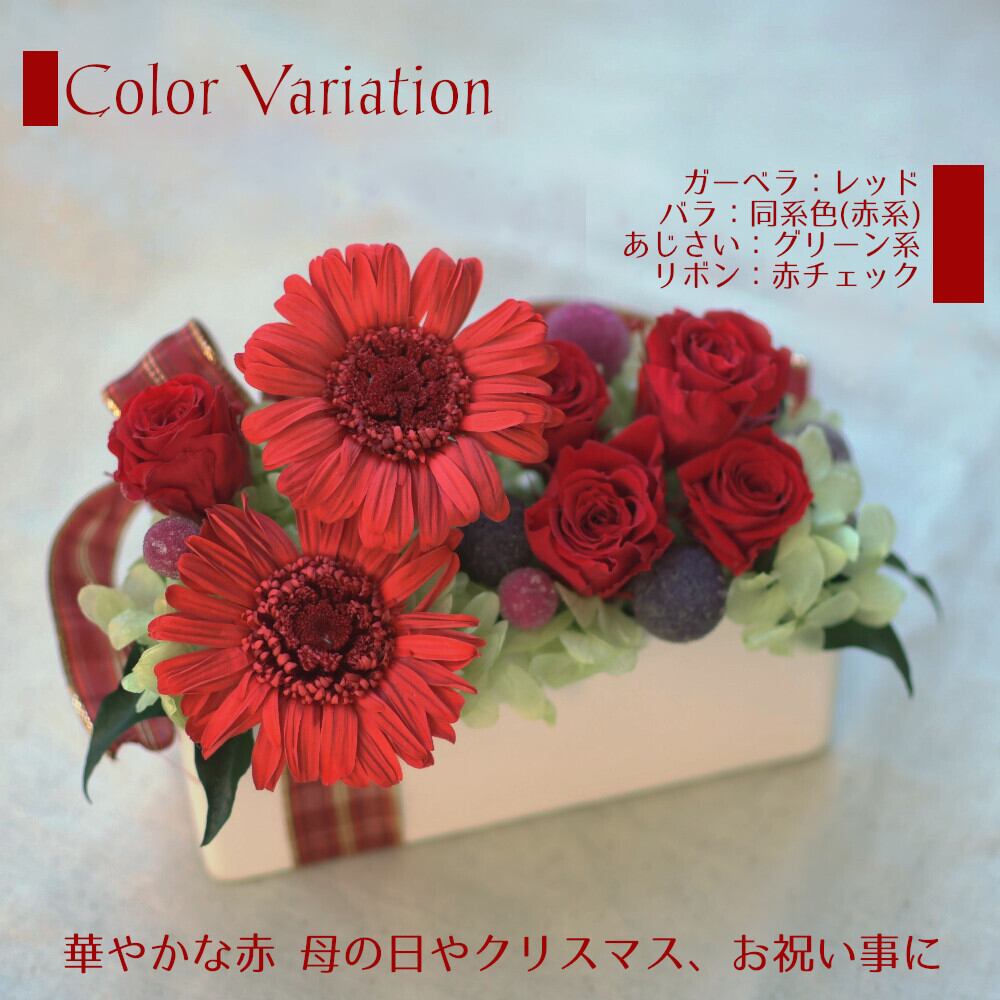 ガーベラ プリザーブドフラワー 色が選べるアレンジ Luce ケース入 母