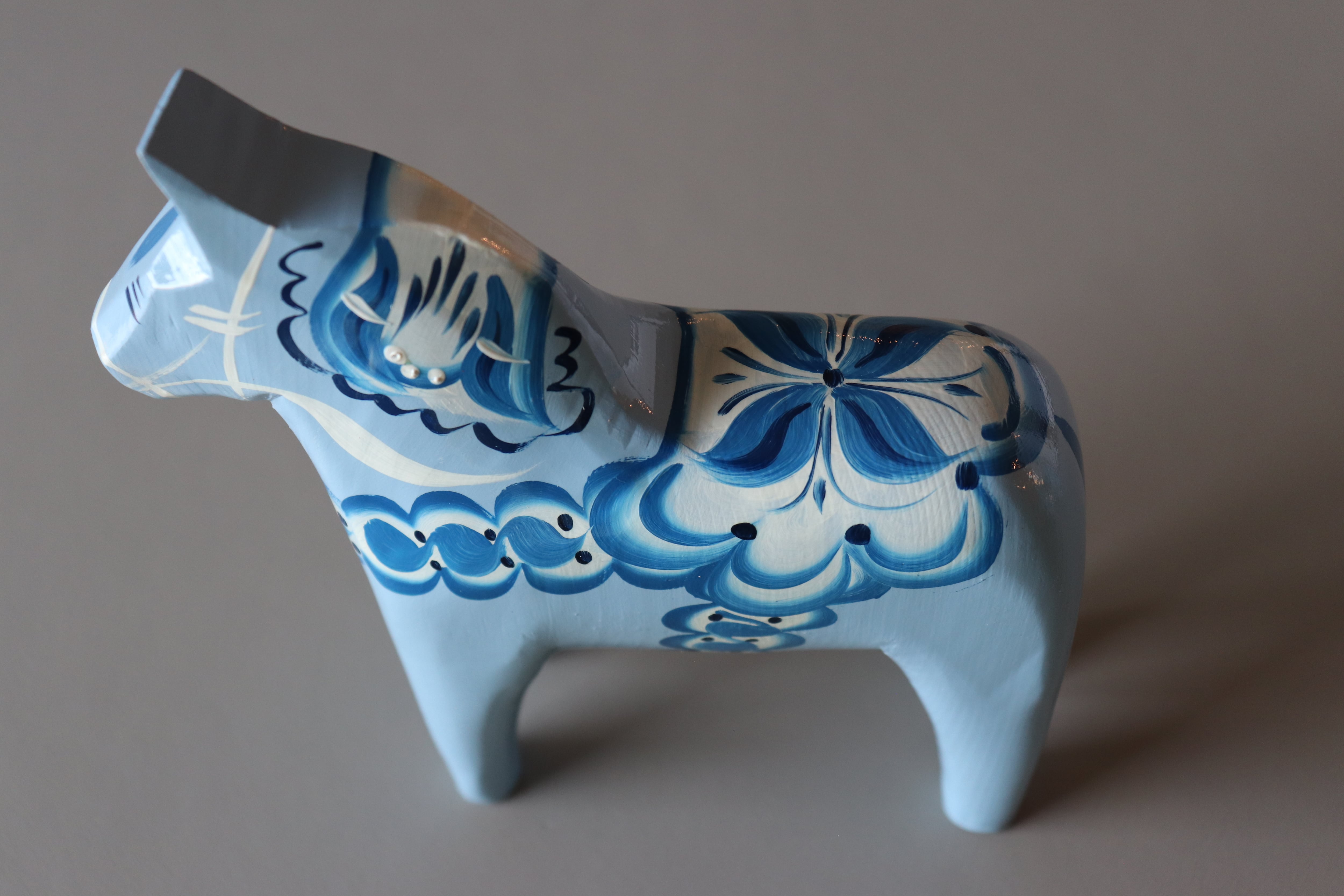 ダーラナホース/ダーラヘスト（水色ベース水色柄）16㎝ ② | Linnel