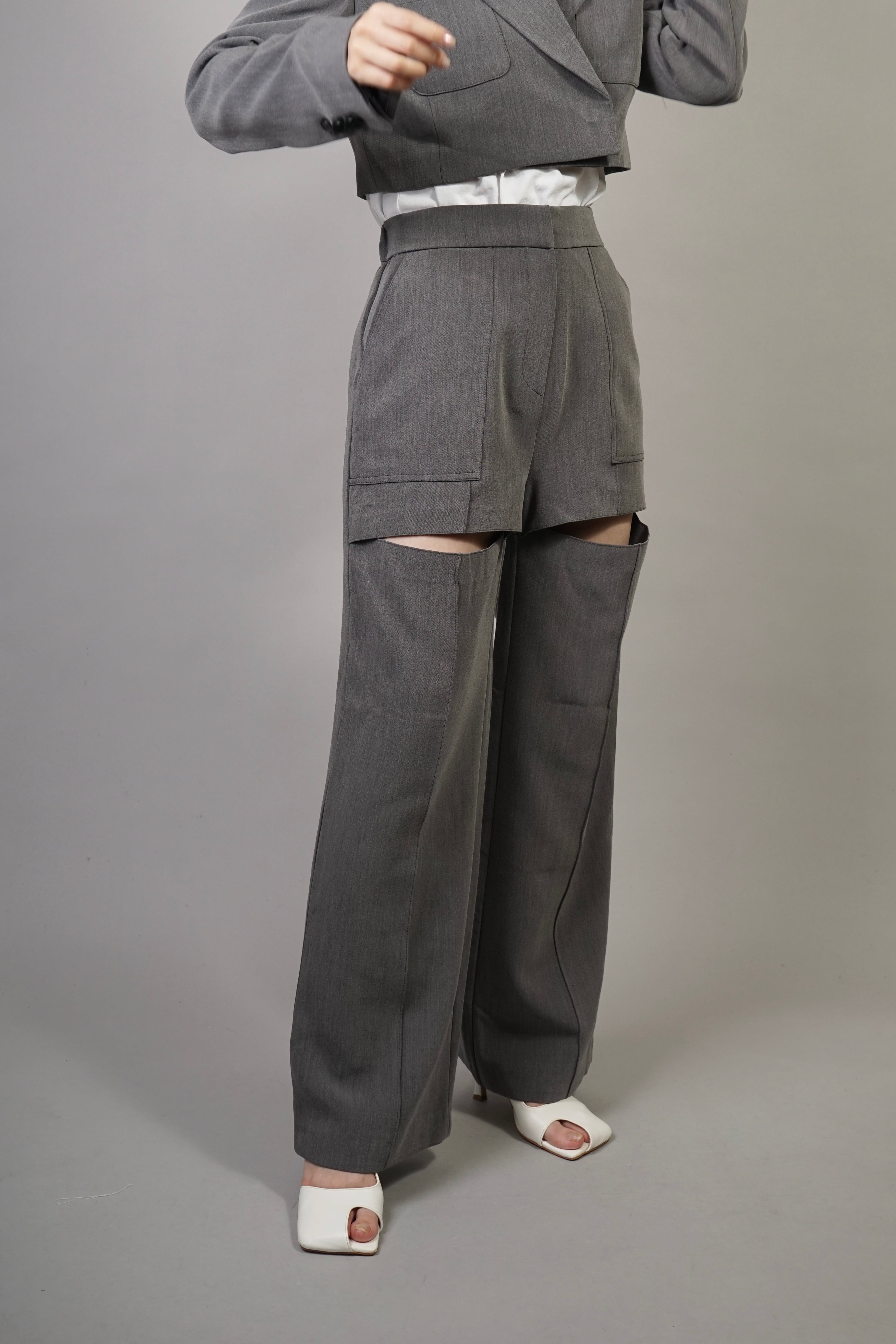 SLIT PANTS (GRAY) 2203-93-55