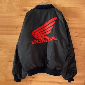 【HONDA MOTORCYCLE GEAR】MA-1 フライトジャケット バックロゴ 刺繍ロゴ ブルゾン 古着