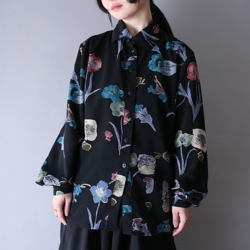 dark flower art pattern mode design shirt