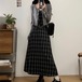 【3点セット】チェック柄キャミソール＋スカート＋カーデ ・8273