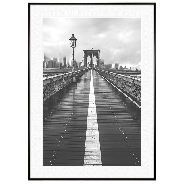 アメリカ写真 ニューヨーク ブルックリンブリッジ インテリア モノクロアートポスター額装 AS0909