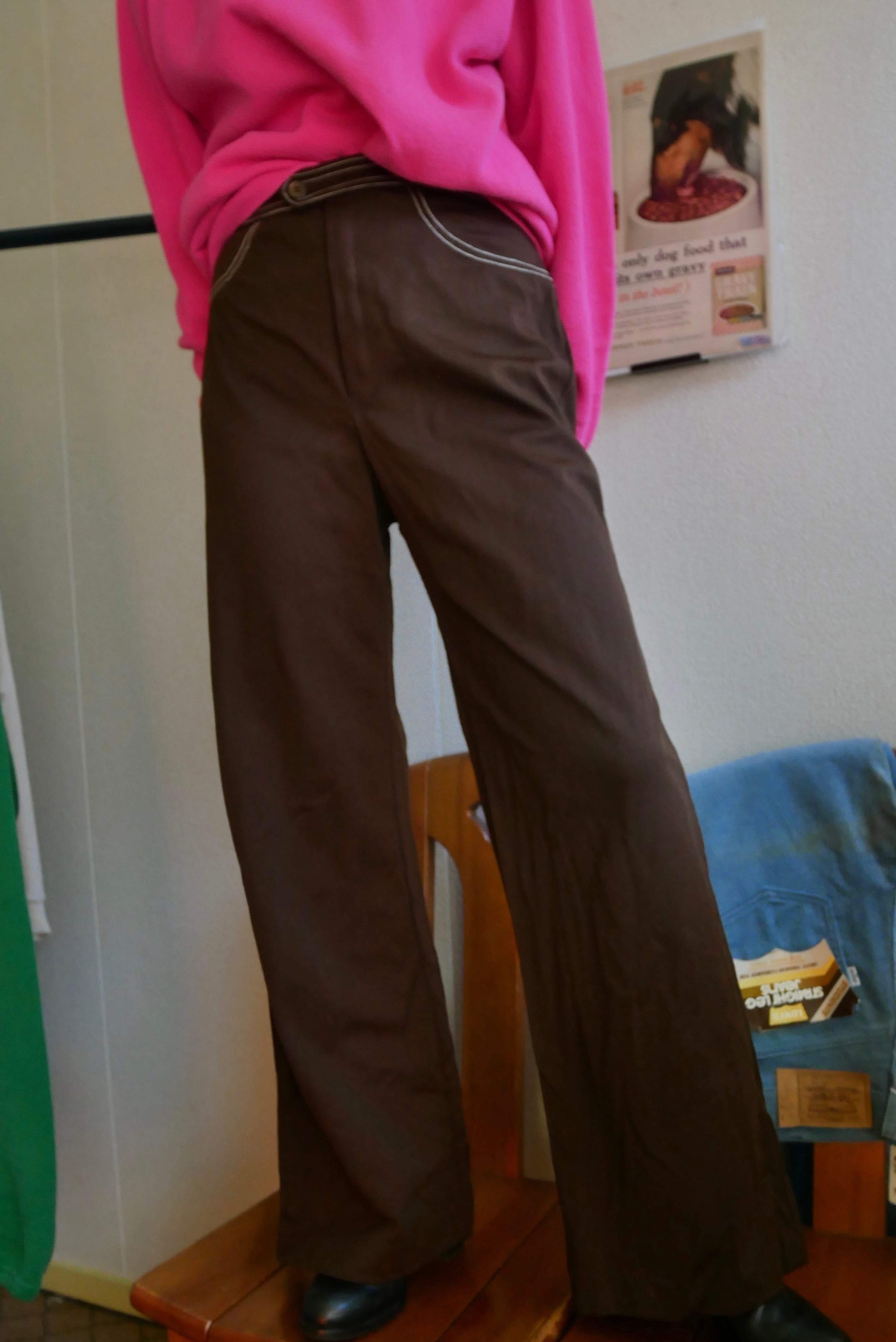 70s～ US chocolate stitch flare pants