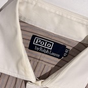 90s 00s Polo by Ralph Lauren ポロ ラルフローレン ストライプ 長袖 クレリックシャツ ワイシャツ サイズ 42-82 /ブラウン×ホワイト系 メンズ ビンテージ