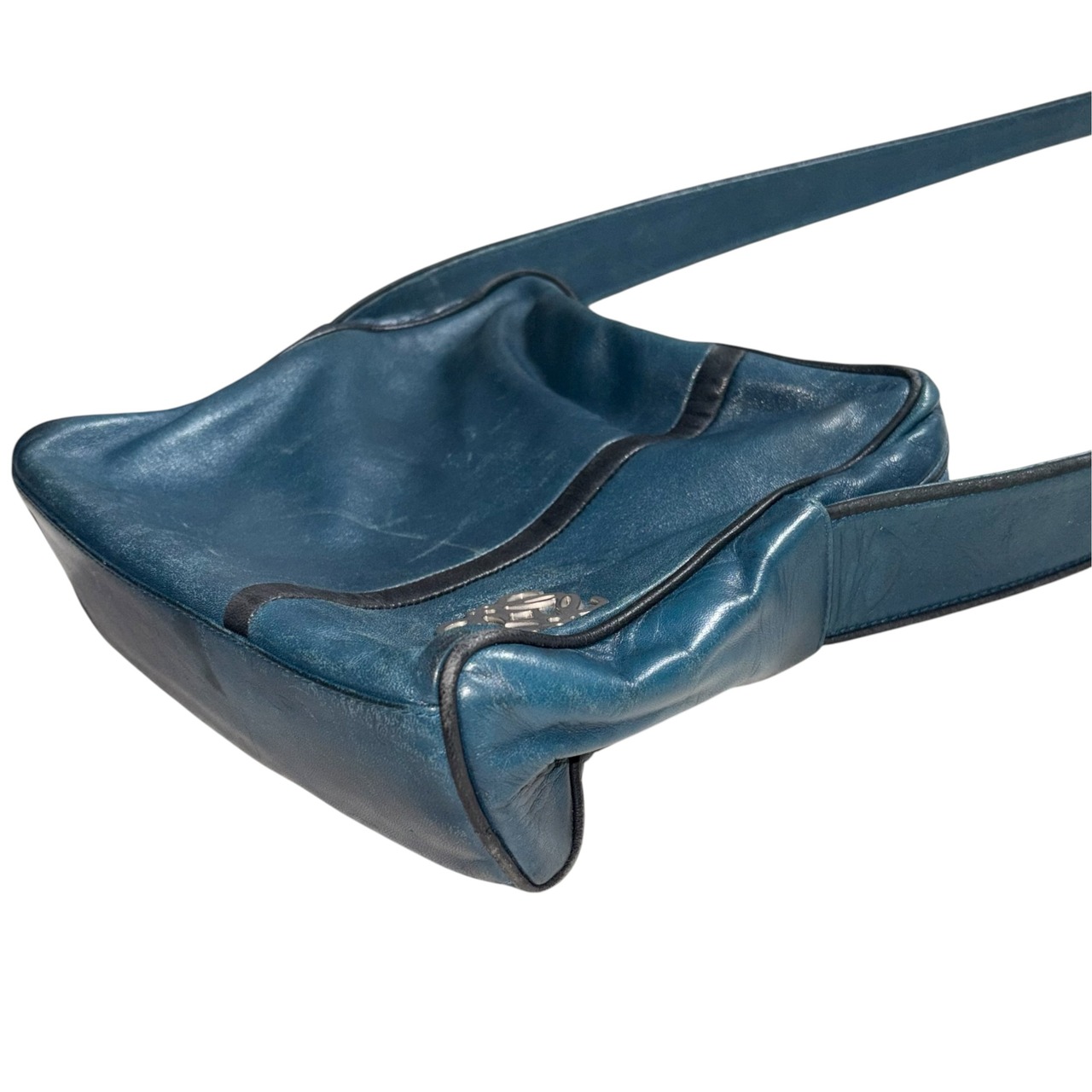 vintage LOEWE blue green leather shoulder bag
