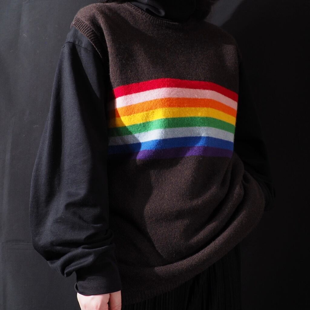 Paul Smith rainbow border design wool knit vest