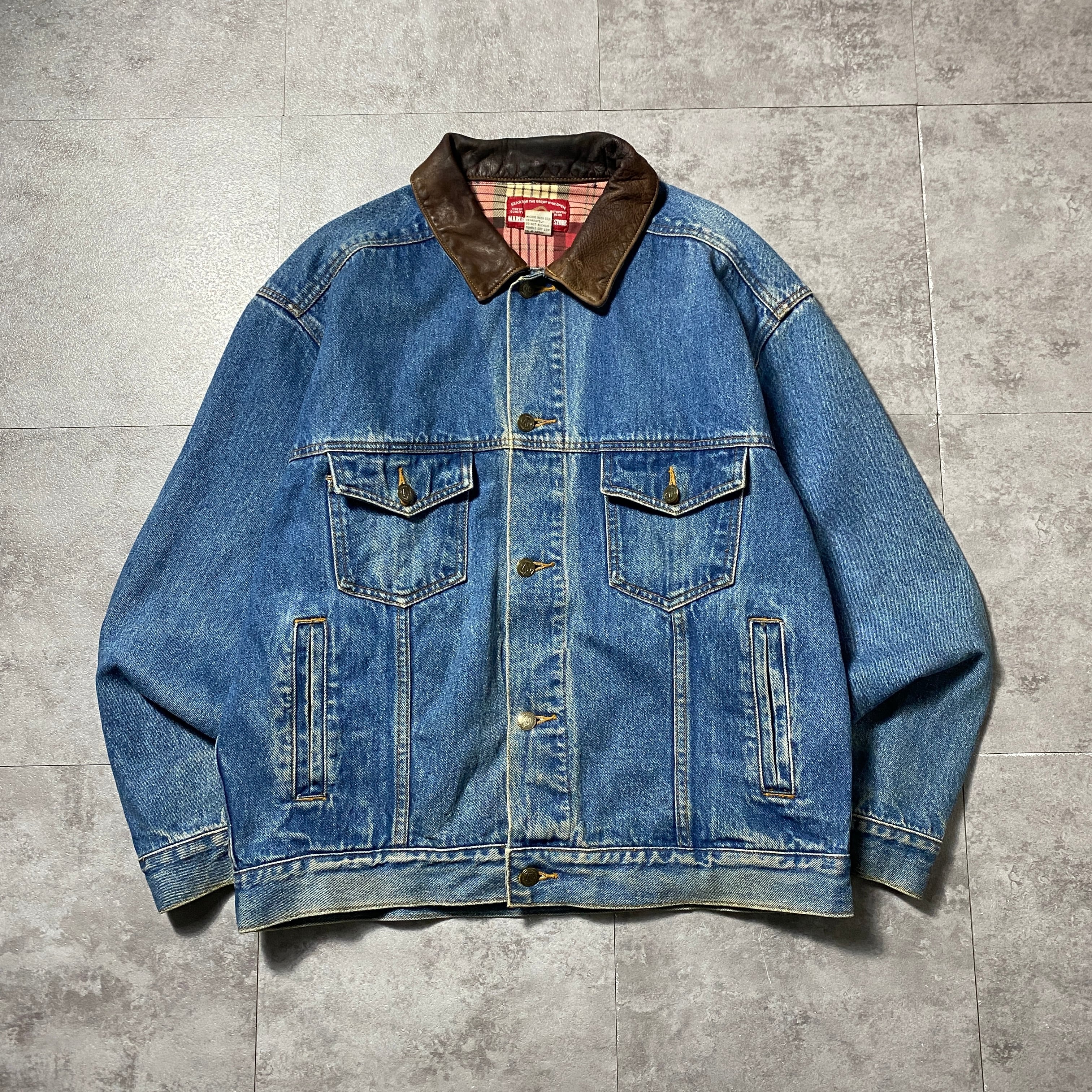 90's MARLBORO マルボロカントリーストア レザー襟 4ポケット マカオ製