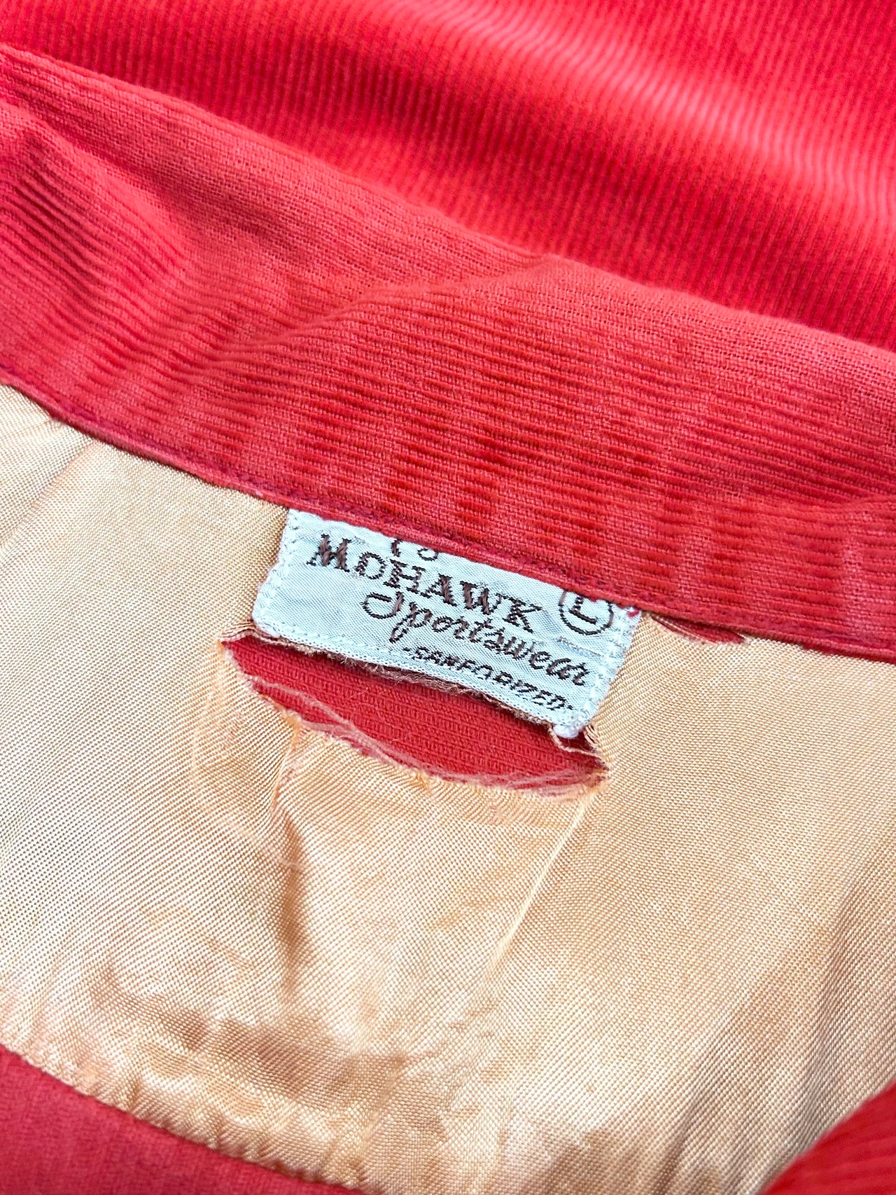 40s MOHAWK CORDUROY OPEN COLLAR SHIRT Size L