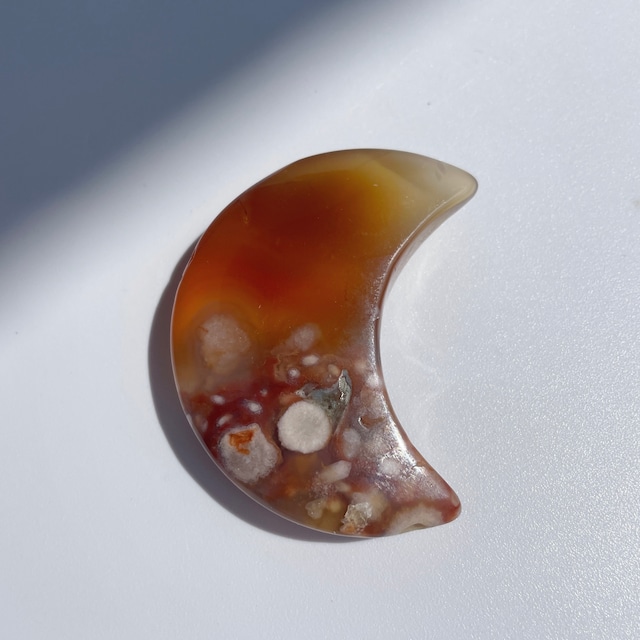 フラワーアゲート 月型01◇Flower agate◇天然石・鉱物・パワーストーン