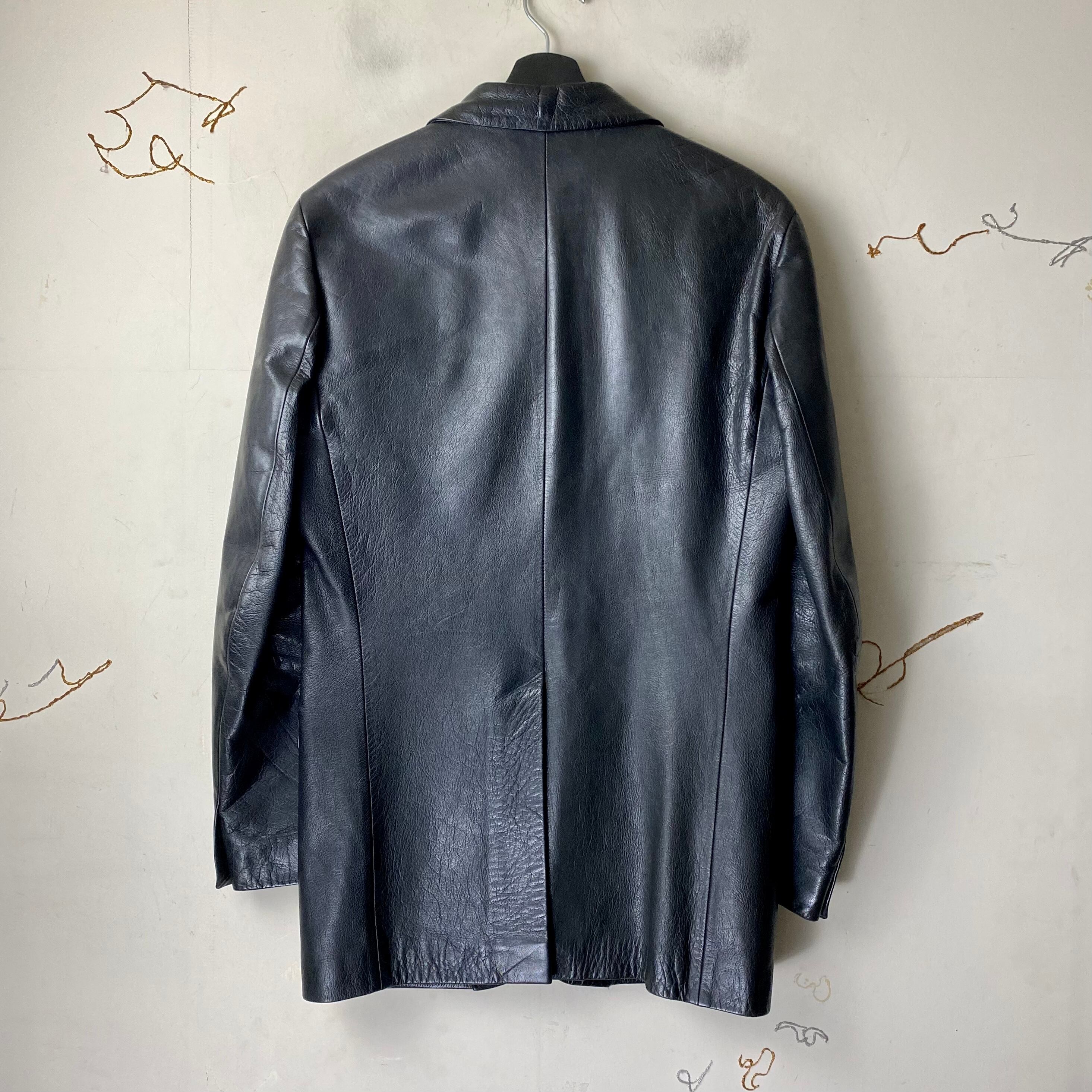archive HELMUT LANG black leather tailored jacket | NOIR ONLINE