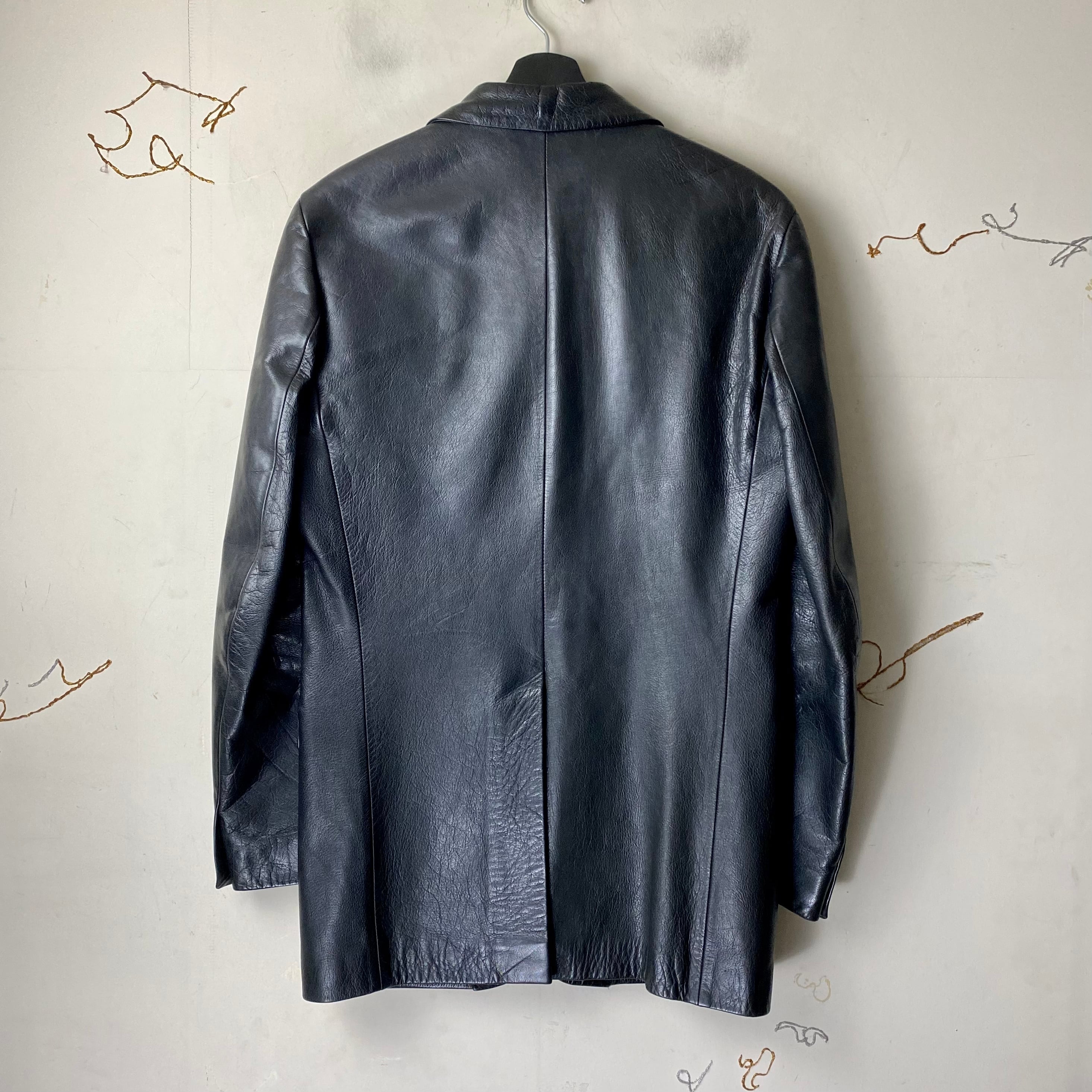 archive HELMUT LANG black leather tailored jacket | NOIR ONLINE