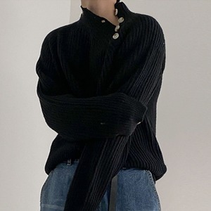 ハーフタートルボタンルーズニット　MT0080326