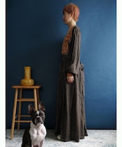 【送料無料】90's Afghani black Rainbow embroidered front dress