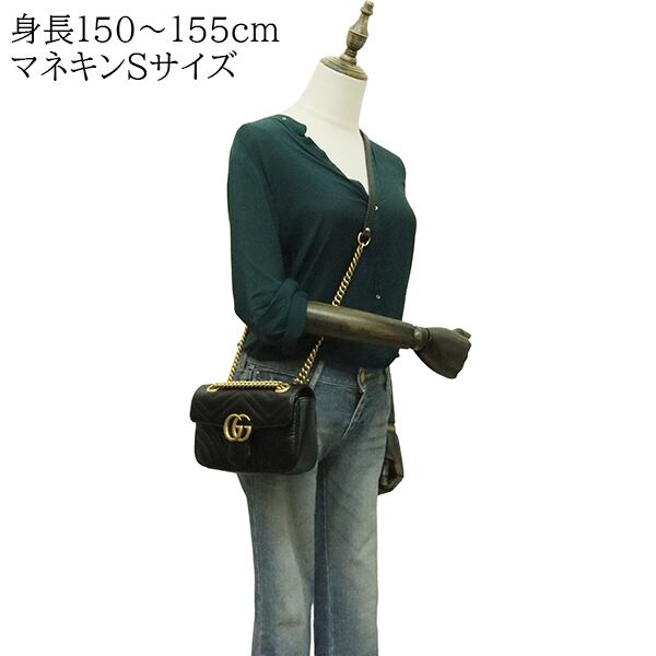 グッチ GUCCI マーモント ショルダーバッグ レザー G金具 黒 446744 【73753】 GUCCI（グッチ） GUCCI GGマーモント ショルダーバッグ レザー 446744