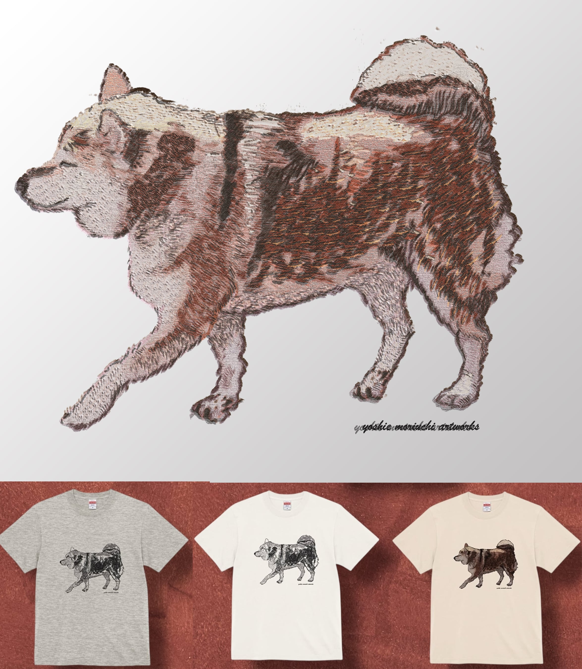 【Tシャツ】お散歩柴犬(3種類)