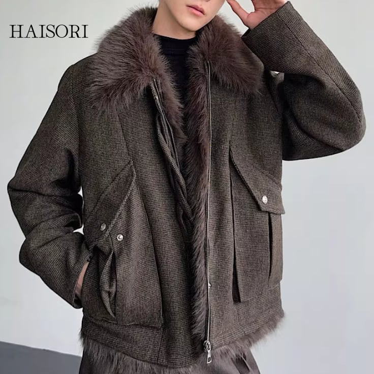 (NEW) Detachable Fur Collar Blouson with Center Drawstring