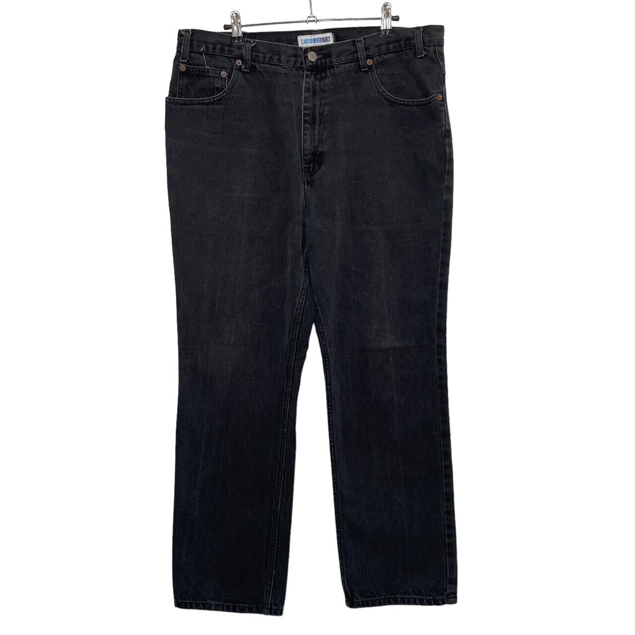 W36×L30】CANYON RIVER BLUES ブラックデニムパンツ 革パッチ | 古着屋 