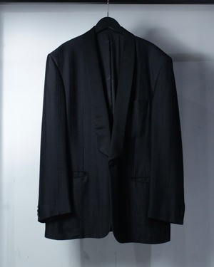 【Caka BLACK】“Pierre Cardin” Checkered Pattern Vintage Loose Silk Tuxedo Jacket