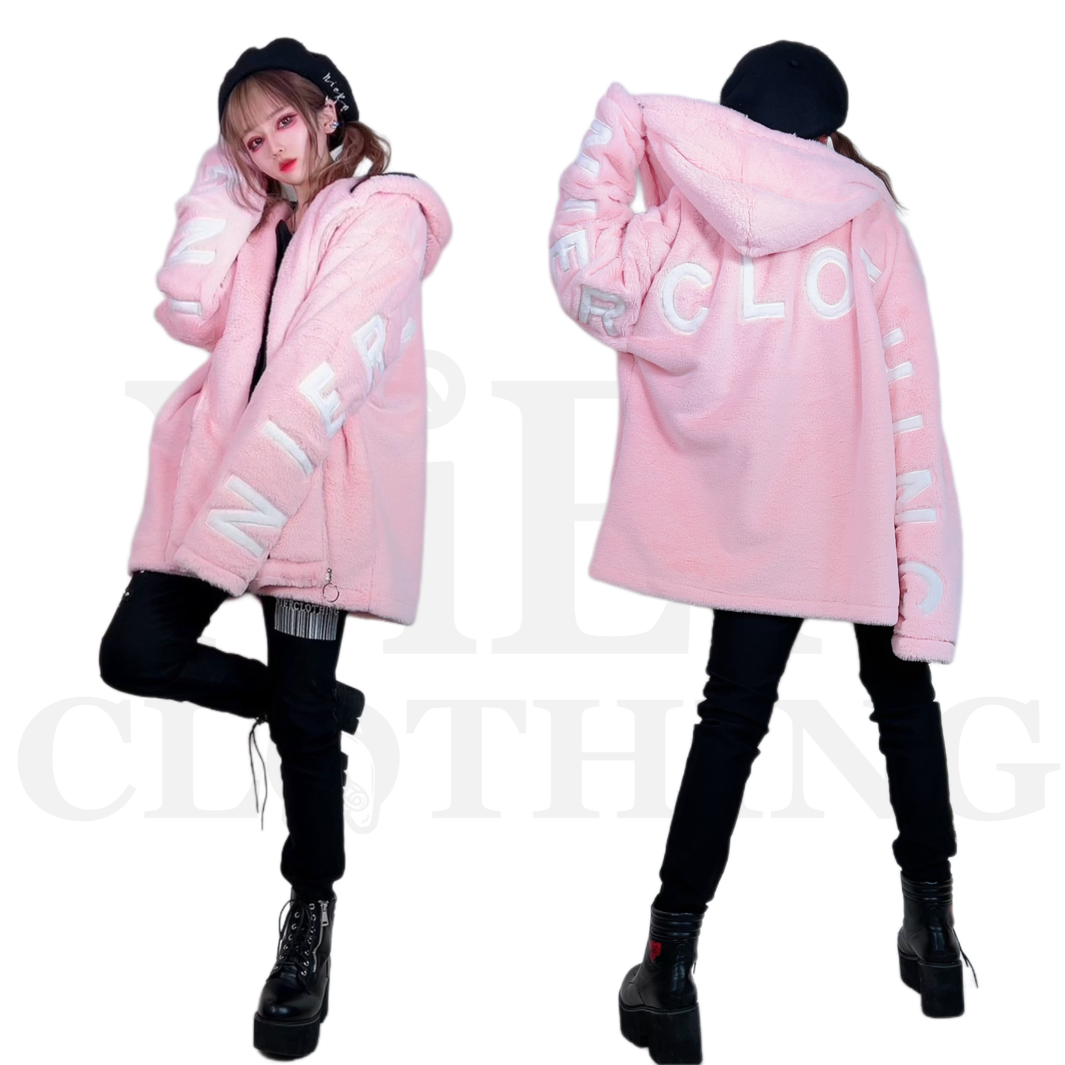 超ふわもこBACK LOGO ZIP OUTER【PINK】 | NIER CLOTHING powered by BASE